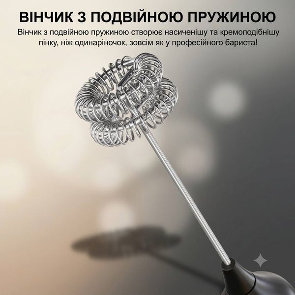 Спінювач молока електричний Milk Frother , 3 швидкості, 2 вінчики, підставка, Type-C 75346235 фото