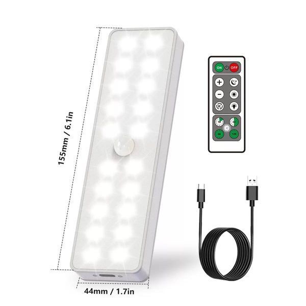 LED светильник с датчиком движения, набор 3 шт, магнитный, аккумуляторный, пульт ДУ KH-102064 фото