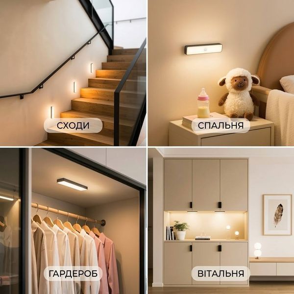 LED светильник с датчиком движения, набор 3 шт, магнитный, аккумуляторный, пульт ДУ KH-102064 фото