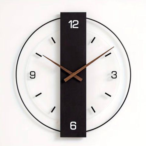Годинник настінний дизайнерський Modern Wall Clock, метал і дерево, 42х40 см, чорно-білий 8546325 фото