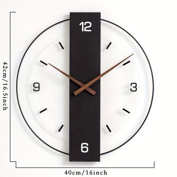 Годинник настінний дизайнерський Modern Wall Clock, метал і дерево, 42х40 см, чорно-білий 8546325 фото